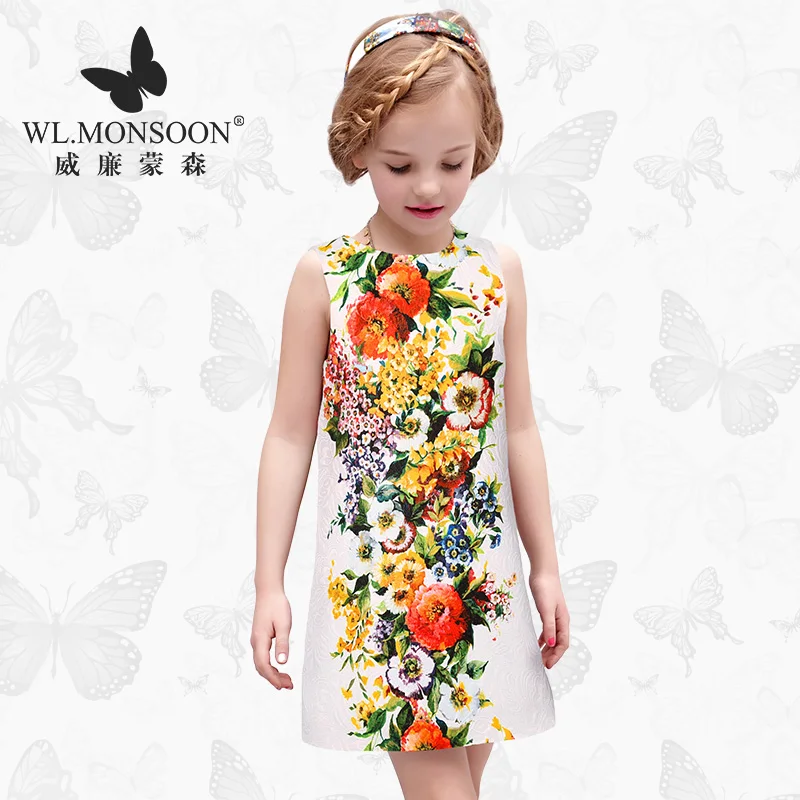 

WL.MONSOON Girl dress children's dress girl's sleeveless vest dress mother-daughter dress parent-child dress Princess Dress