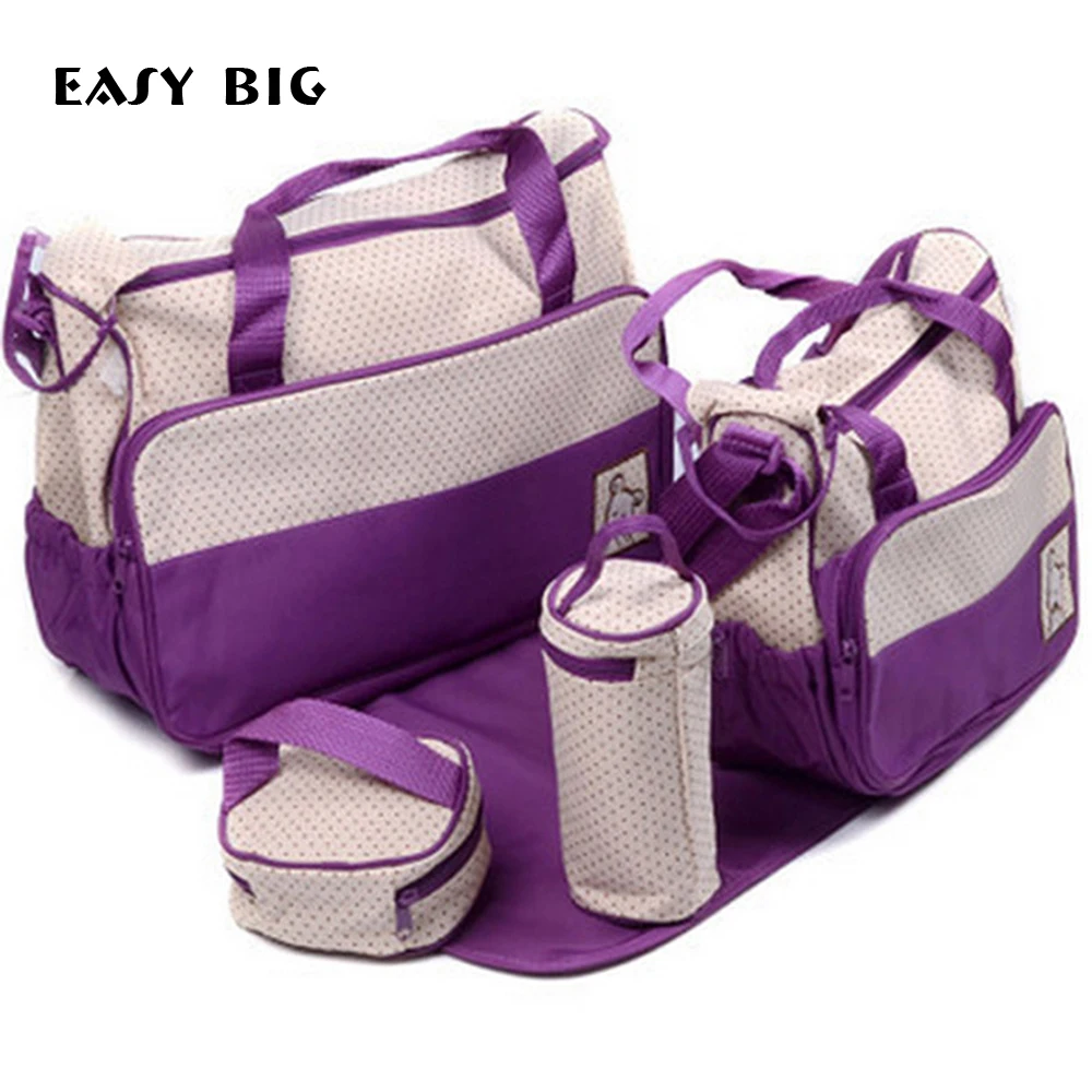 Easy Big 7 Colors 5pcs/set High Quality Tote Baby Shoulder Diaper Bags