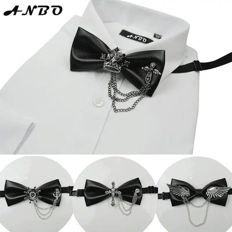 Fashion Crown Leather Elegant Gentleman Bow Ties Butterfly Wedding Party Bow Ties Butterfly Noble Original Design Bow Tie Fashion Crown Leather Elegant Gentleman Bow Ties Butterfly Wedding Party Bow Ties Butterfly Noble Original Design Bow Tie