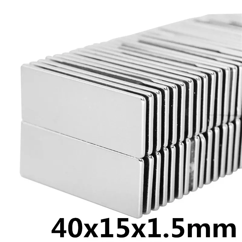 5pcs 40x15x1.5 mm N38 Strong Square NdFeB Rare Earth 40*15*1.5