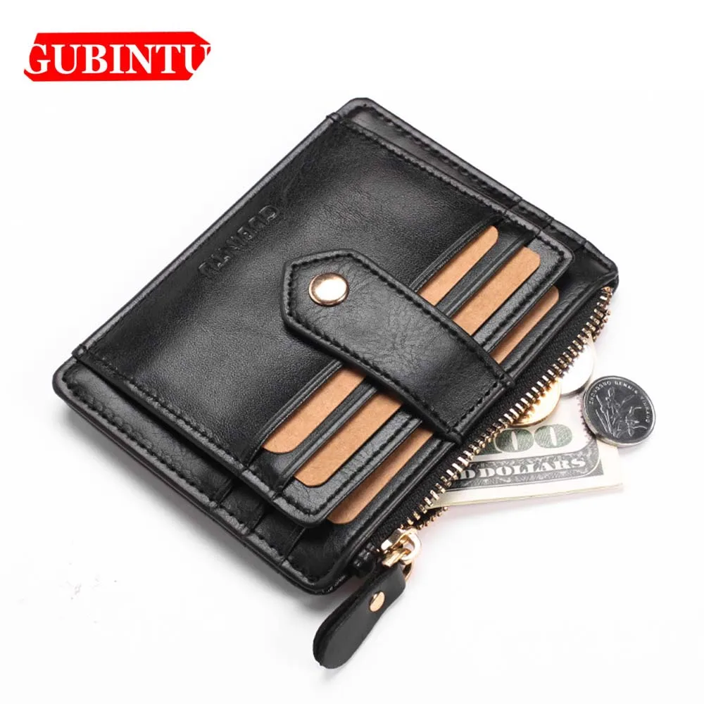 

GUBINTU PU Leather Short Male Wallets Card Holder Zipper Coin Pocket Multifunction Wallets Fashion High Quality Brand Men Purse