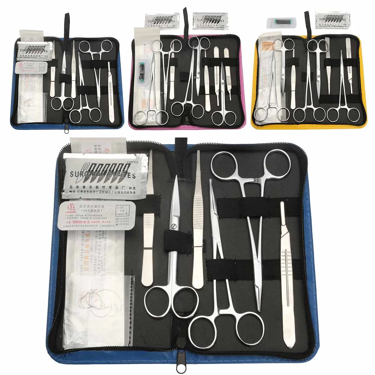 11/13/19Pcs Suture Practice Kit Medical Student Surgical Debridement Skin Model Suture Needle Scissors Tweezers Course Tool Set