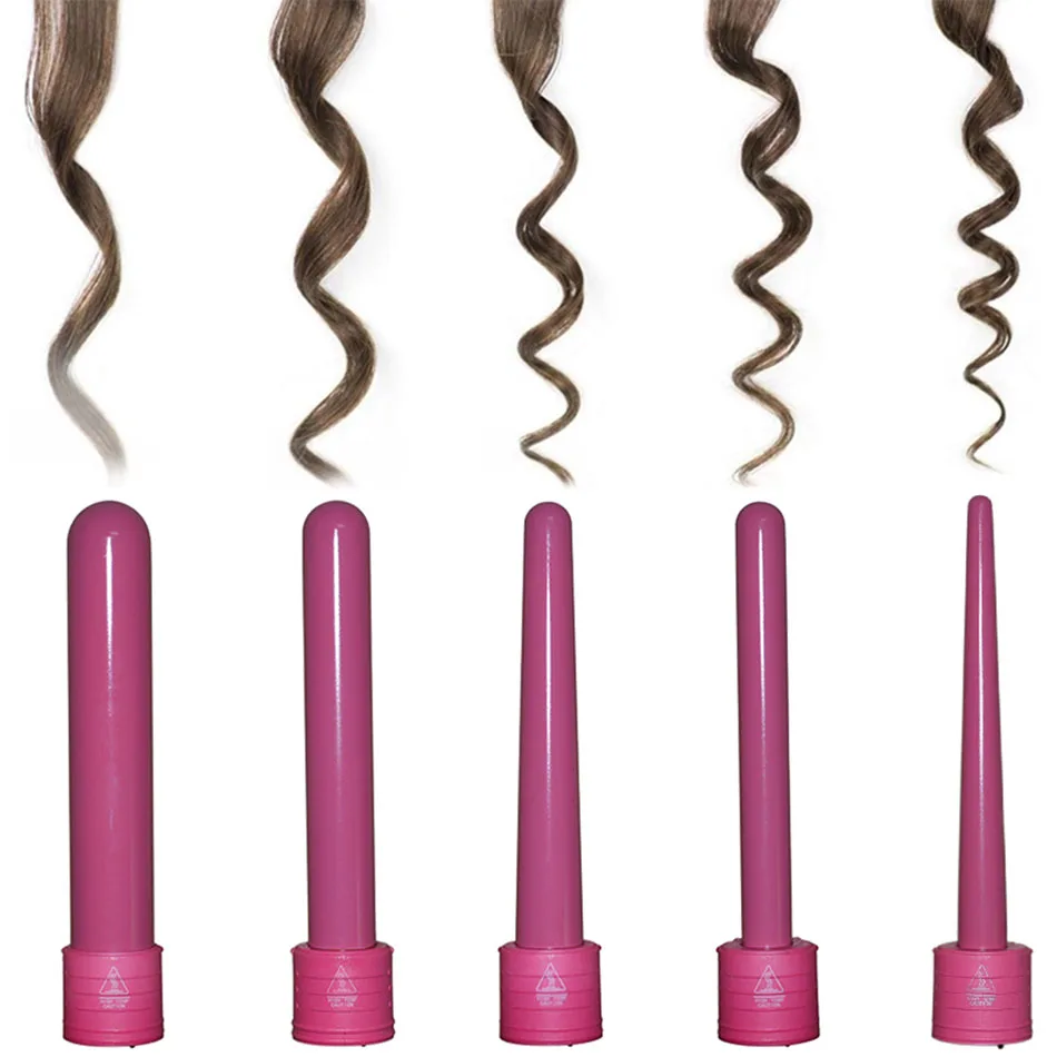 KIPAPA 5 в 1 Набор для завивки 0,35-1,25 дюймов Розовая Керамическая палочка для волос щипцы для завивки 1 шт. щипцы для завивки волос с термостойкими перчатками