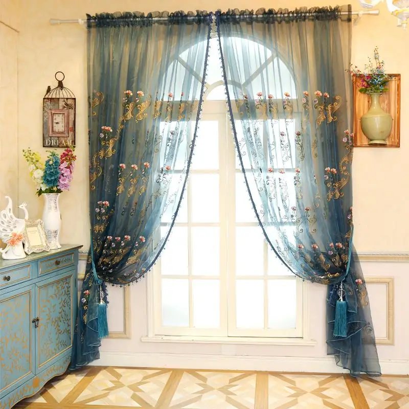 Online Buy Wholesale blue sheer curtains from China blue sheer curtains