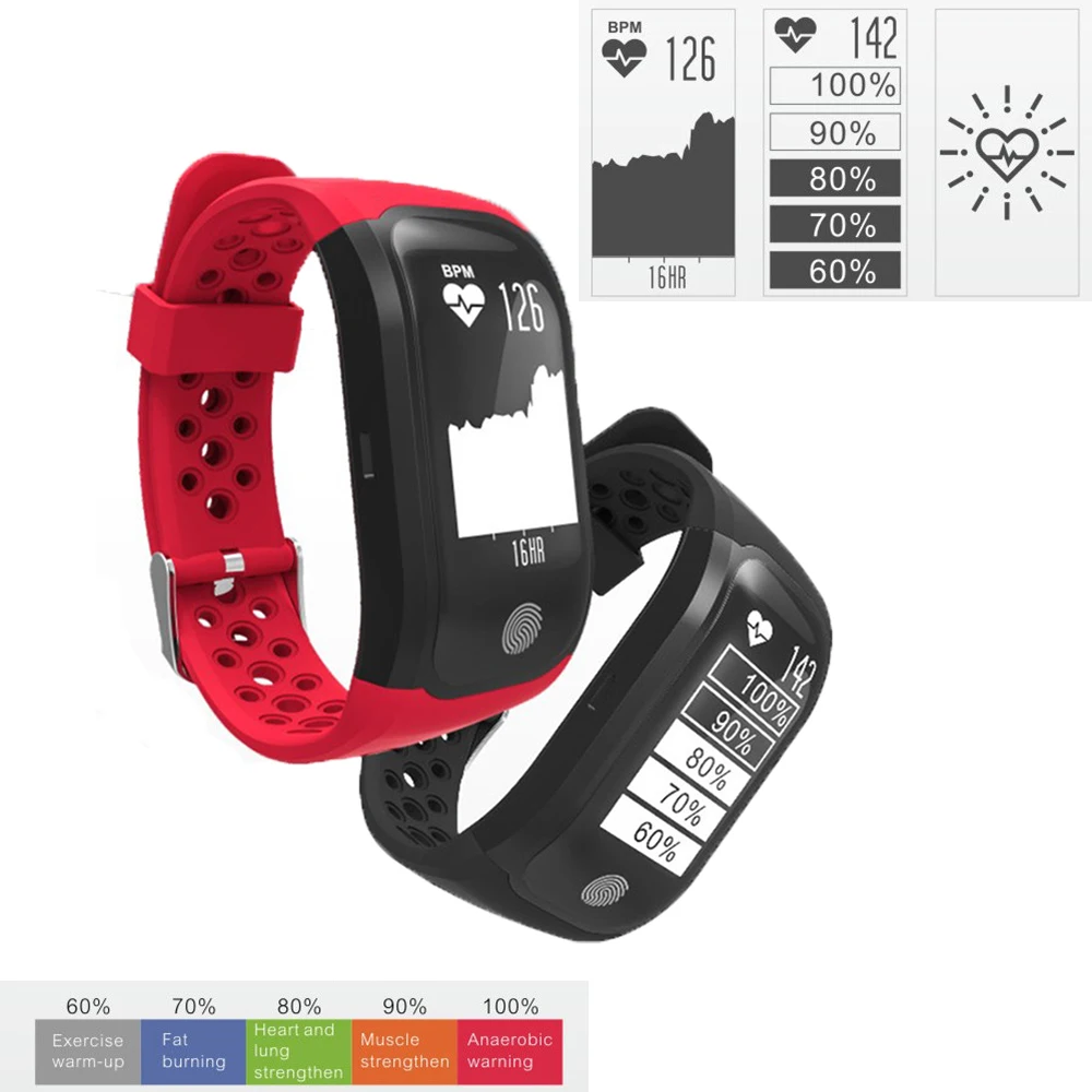 

S908 GPS Smart band Heart Rate / Sleep Monitor Sedentary Reminder Pedometer IP68 Waterproof Wristband Fitness Tracker Smartwatch