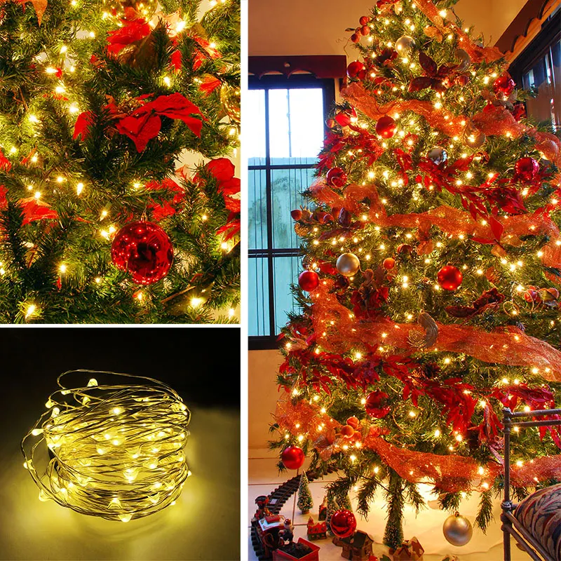 Silver Wire LED String lights night light Holiday lighting For Garland Fairy Christmas Halloween Tree Wedding Party Decoration