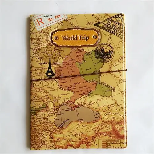 3D дизайн мода мультфильм World Trip Обложка для паспорта ID Кредитная карта сумка ПВХ кожа Обложка для паспорта 14*10 см - Цвет: Brown map 2