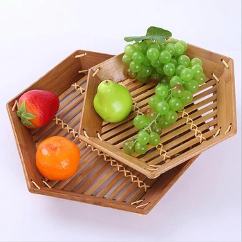 

Bamboo Fruit Tray Traditional Chinese Bamboo Vegetable Baskets Leachate Style Kitchen Containers Irregular Shape Food Baskets