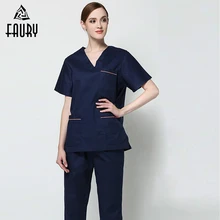 Летняя форма медсестры, Медицинская медицинская одежда доктора больничный набор стоматологическая клиника салон красоты Рабочая одежда для женщин высокого качества