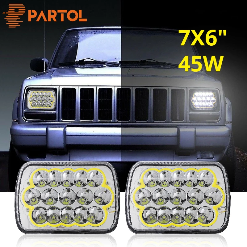 Partol 7x6 H4 светодиодные фары 4x6 45 Вт Hi/lo луч 12 В для Chevy внедорожный прицеп различные