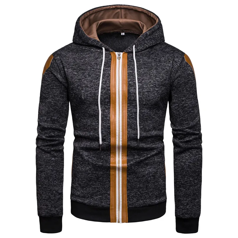 Men Running Jackets Sweater Hooded Coat Mens Fall Winter New Fashion Color Collision Zipper Sweater Hooded Coat #2n27 (11)