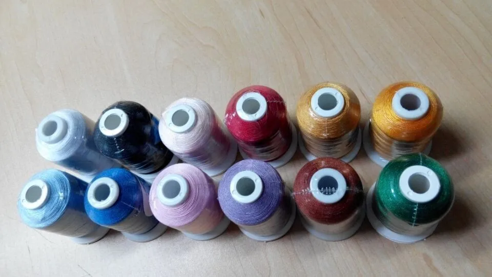 

Brand new Simthread brother 12 colors 120D/2 40WT 1000m/cone polyester embroidery thread +20 A bobbin /kit +Free shipping!!