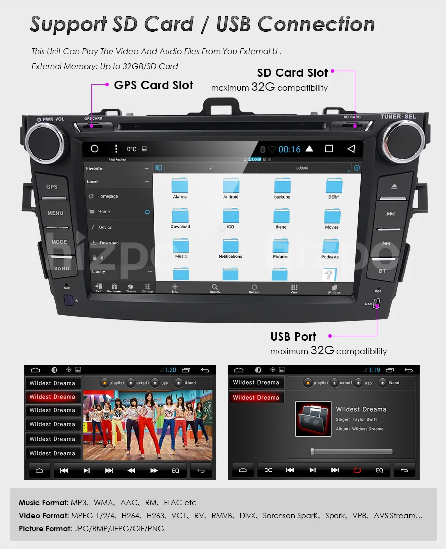 Excellent Hizpo 8 inch Car Stereo GPS For Toyota corolla 2008 2007 2009 2010 2011 Multimedia head unit navi Wifi Steering wheel control 4g 4