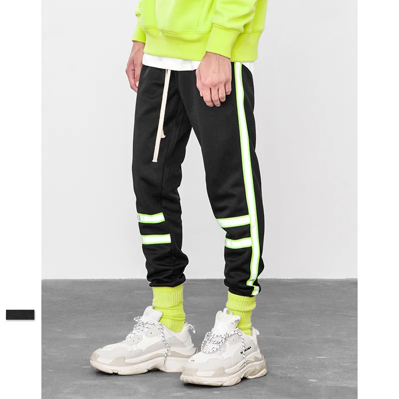

2019 New Design 3M Reflective Harem Pants Men Summer Fashion Green Traffic Reflective Sweatpants Streetwear Loose Hip Hop Jogger