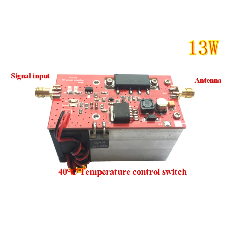 433 МГц 13 Вт UHF частота 350-480 МГц DC 12 В FSK DMR P25 RF усилитель мощности плата с вентилятором радиатора T0615