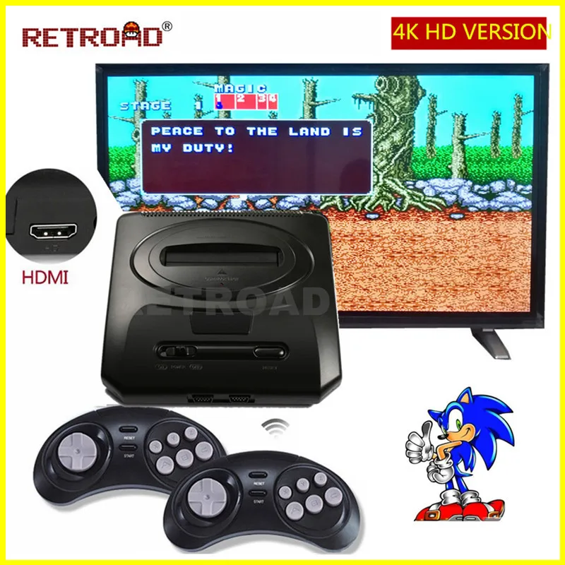 

TOP 16BIT RETROAD HD SEGA MEGADRIVE2 MD2 TV VIDEO GAME CONSOLE WITH HDMI AV OUTPUT 2.4G WIRELESS CONTROLLER WITH GAMES