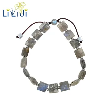 

LiiJi Unique Natural Labradorite Square Shape Beads,Hematite Fashion Jewelry For Women or Men