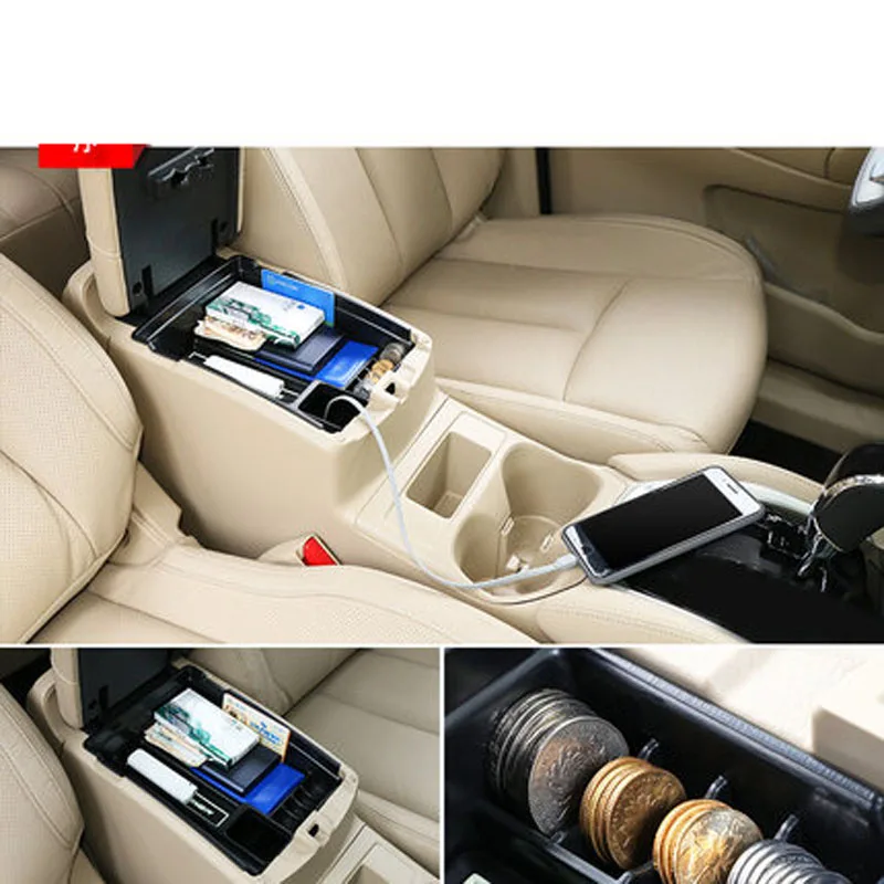 

Car Accessories Black Car Armrest Storage Stowing Tidying Mini Box For 14-17 Nissa X-TRAIL