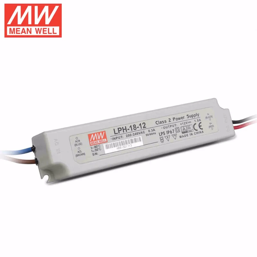 

Mean Well LPH-18-12 18W 12V 1.5A LED Waterproof Driver, Single Output Switching Power Supply