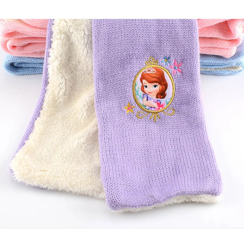 Disney Princess Kids Warm Scarf-Neck Girls Baby Winter-Scarf Women Knitting Wool Scarf Children Neck Warmer Accessories - Цвет: Purple