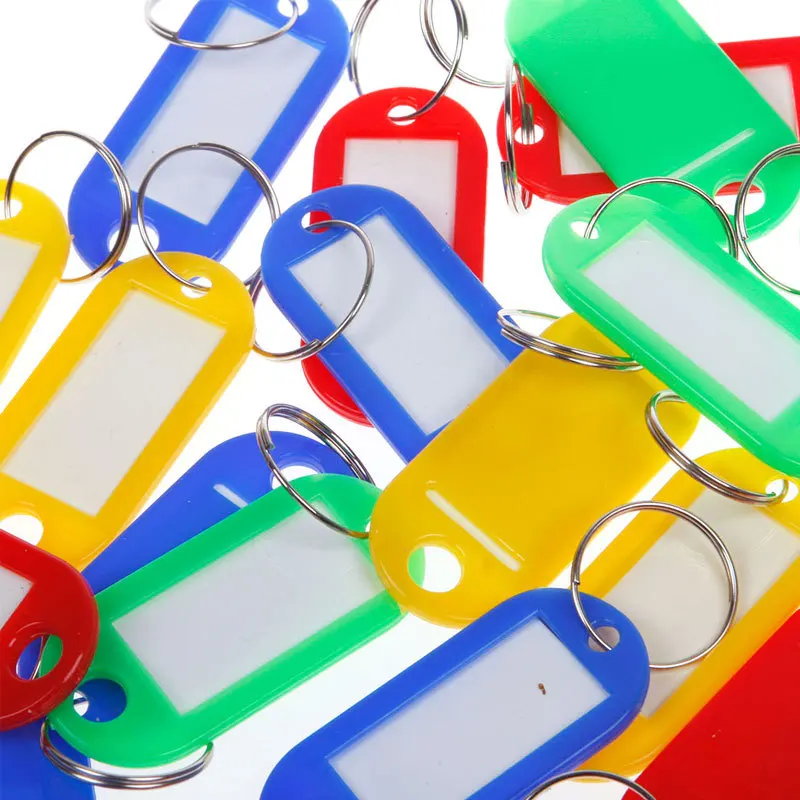 

30 pcs Plastic Key Tags Assorted Key Rings ID Tags Name Card Fob Label New