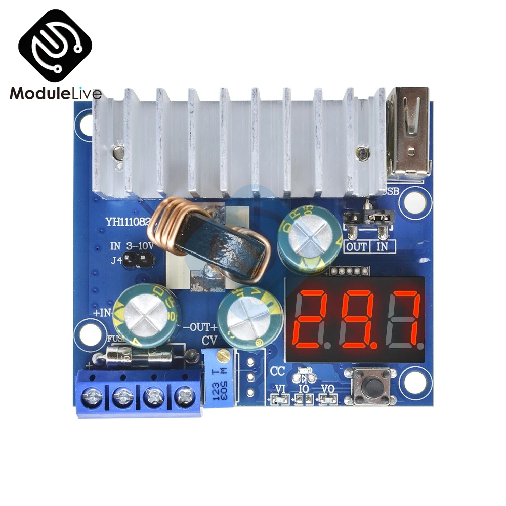 

100W 6A DC to DC 3-35V Boost Step Up Module USB Power Supply LED Voltmeter DC-DC Converter Power Supply Module Voltage Meter