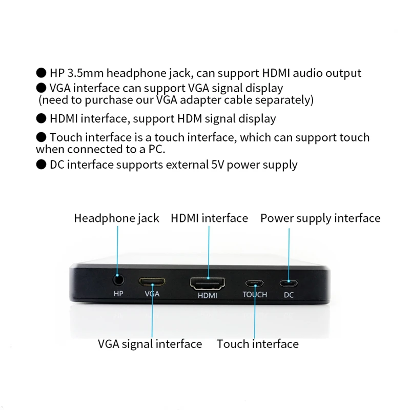 Raspberry Pi 4b 3b+ 3b 7-дюймовый дисплей с емкостным сенсорным ips экран HDMI Поддержка VGA входа