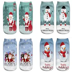 1 пара Для женщин милые рождественские 3D Санта Клаус принтом хлопковые носки Повседневное Носки Low Cut Для женщин девочек Harajuku Emoji носок 2018