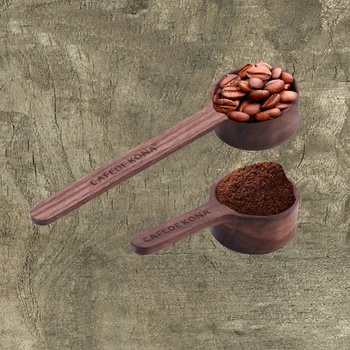 

1pc natural walnut coffee scoop 8g/10g short/long handle measuring spoons coffee bean powder for barista