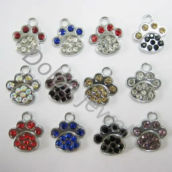 

4pcs Mix Colors Nickle Size Dog or Cat Paw Print Charms Animal Bear Pet Pendant Jewelry DIY