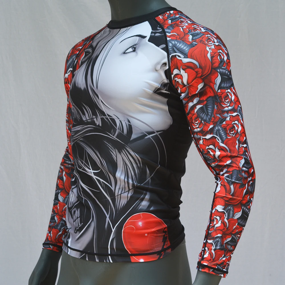

New Men's Long-sleeved Boxing Rash guard MMA Boxing shirts Fitness Running Basketball Breathable Tights Martial Arts Rashguard