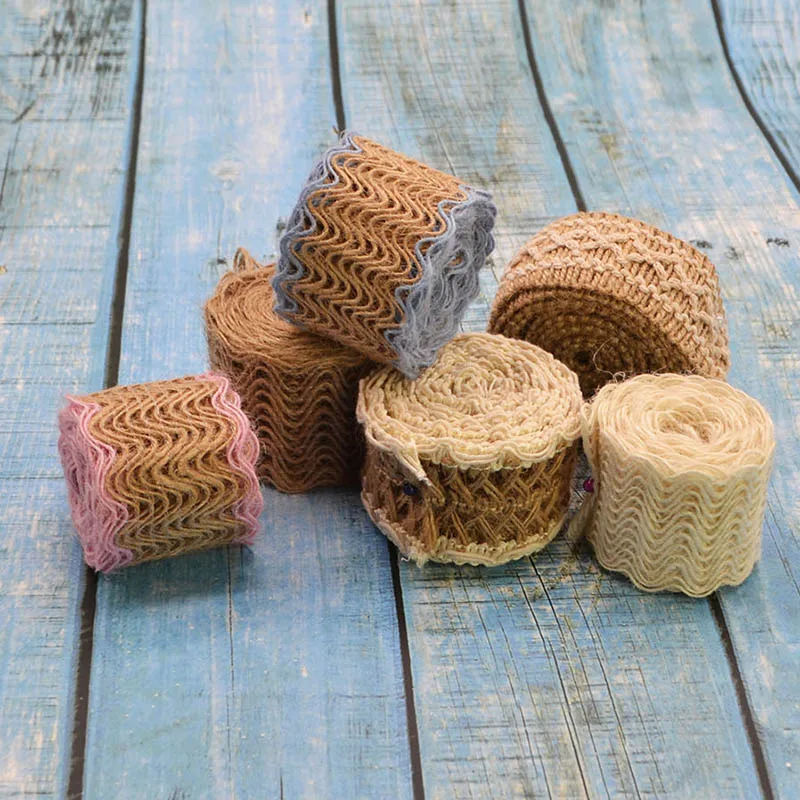 

2m/Roll 4cm Ribbon Vintage Rustic Wedding Centerpieces Decoration Sisal Lace Trim Jute Hessian Rustic Event Party Supplies