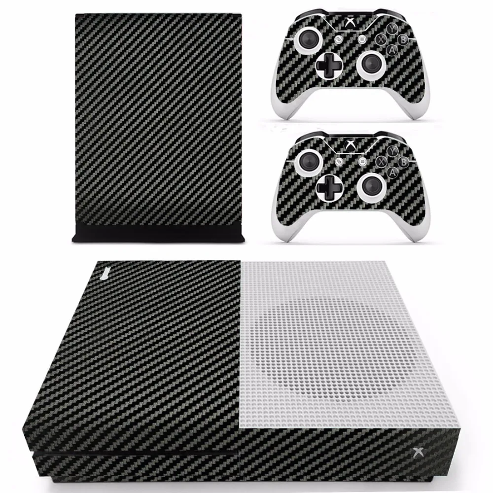 Новая наклейка из углеродного волокна для консоли Microsoft Xbox One S и 2 контроллера Slim |