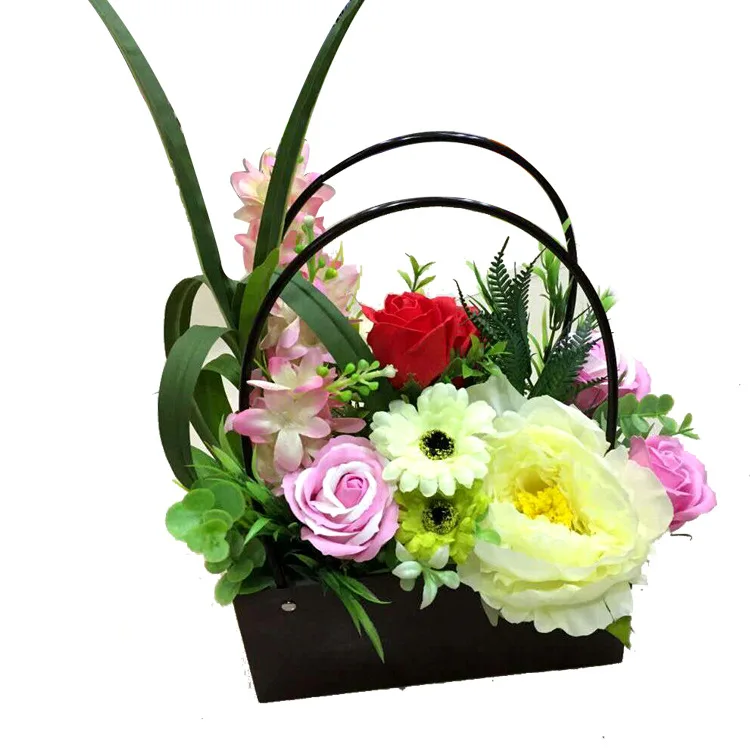 22x12x10cm Portable Flower Box Handle Packaging Flower Basket Gifts
