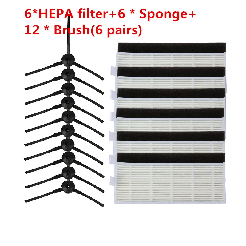 

24 pcs / set Brushes and filters for ILIFE A4 cleaning robot ILIFE A4s A6 A4 robot vacuum cleaner hepa filter parts