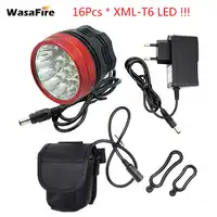 WasaFire 16 xT6 LED Bicycle Light 40000 Lumen front Head lamp with 9600mAh Batteries Riding Cycling Bike Front Light for Outdoor