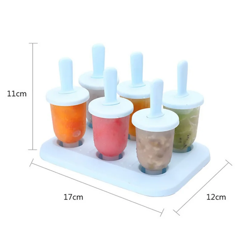 6 Freezer Ice Pop Maker Mold Popsicle Dessert Ice Cream Frozen Pops Cake Treats Kitchen tools