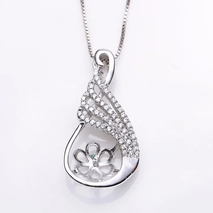 

925 Sterling Silver Pearl Pendant Fashion Necklace Pendant Findings Jewelry Parts Fittings Women Accessories, 3pcs/lot