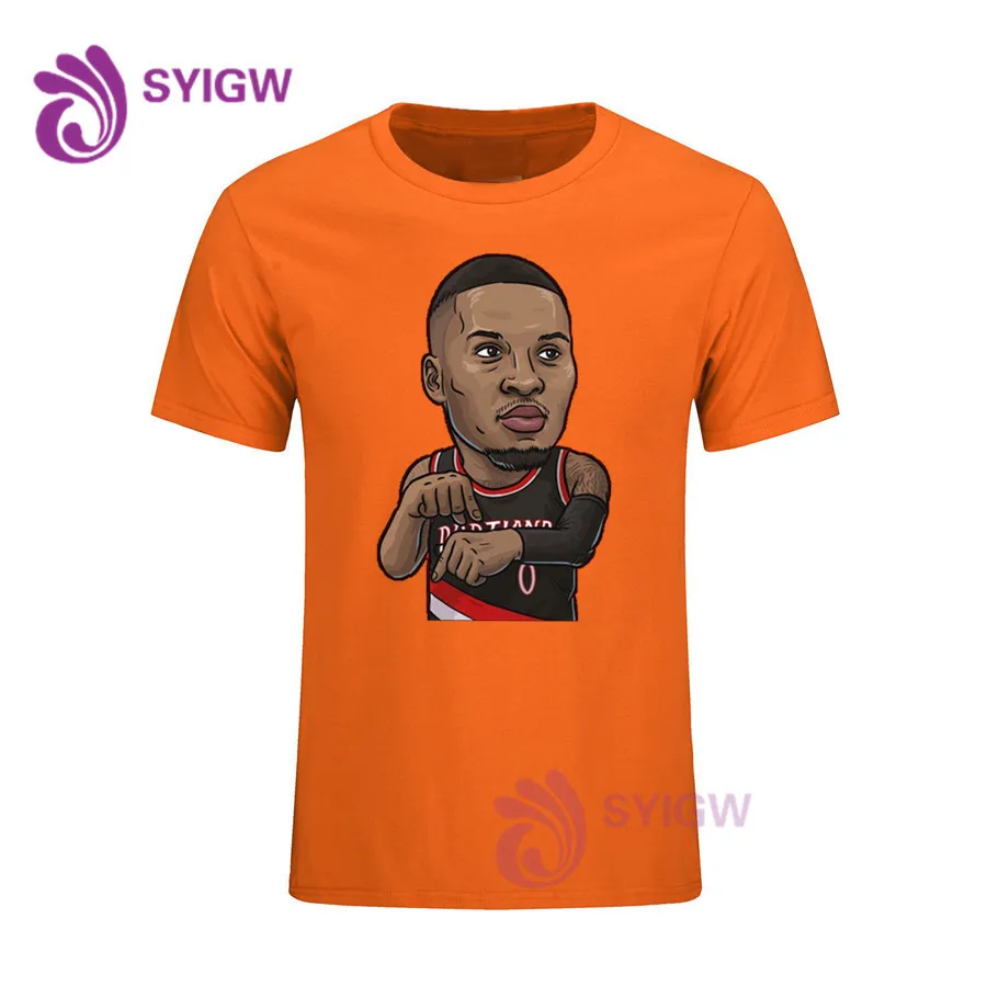 Летняя брендовая футболка Damian Lillard Мужская модная с круглым воротником и