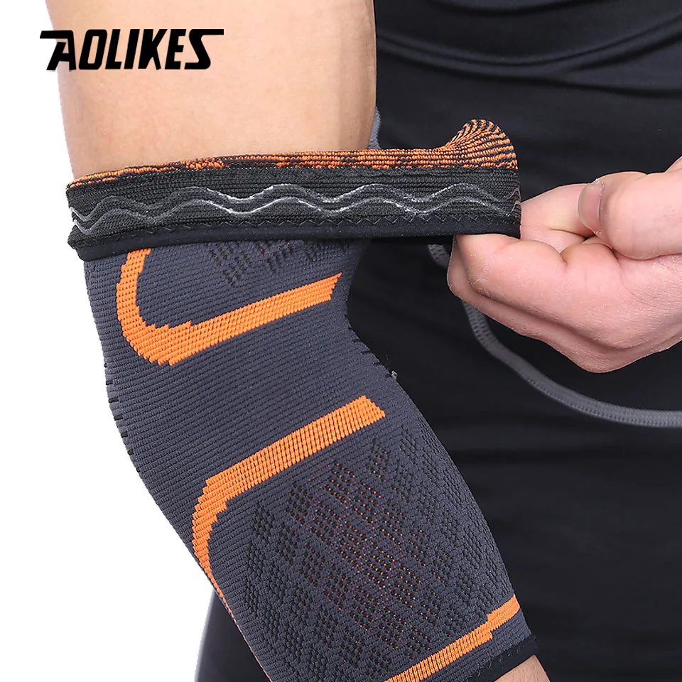 AOLIKES 1 PCS تنفس دعامة كوع كرة السلة كرة القدم الرياضة سلامة الطائرة الكوع سادة مرنة دعامة كوع إيه