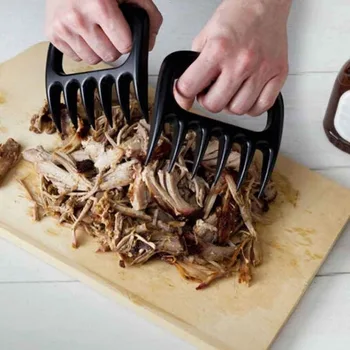 

2 PCS/set New Bear Claws Barbecue Fork Tongs Pull Meat Shred Pork Clamp Roasting Fork Black BBQ Set Barbecue kitchen tool