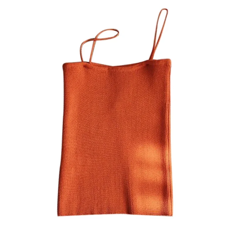 

Top Sale Girl Solid Color Slim Straight Short Section Thin Knit Vest Bottoming Autumn Tank Tops