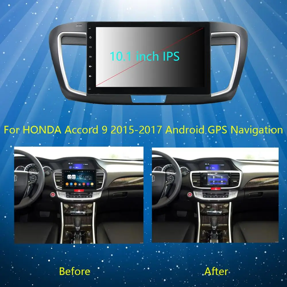 Best 10.1" IPS  8Core 4G+64G Android 9.0 Car DVD Player For Honda Accord 9 2014 2015 2016 2017 GPS Radio Stereo DSP CarPlay Parrot BT 2