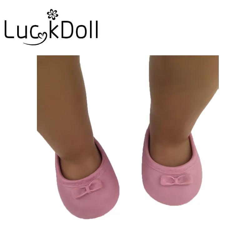 Luckdoll с круглым концом обувь с бантом для 18-дюймовые американские куклы для детей лучшие подарки на Рождество