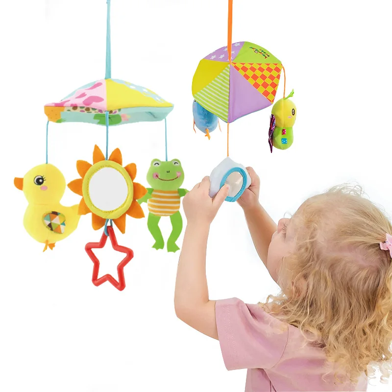 Baby Stroller Crib Pram Bed Hanging Toy Accessories Musical Rotating Plush Cartoon Cute Appease Soothing Hand-eye Coordination