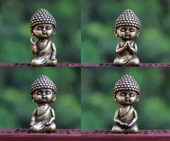 

5 CM Tibetan Buddhism Pure Bronze small statue sets 4pcs Shakyamuni Amitabha Tathagata Buddha sculpture Mini monk pocket Buddha