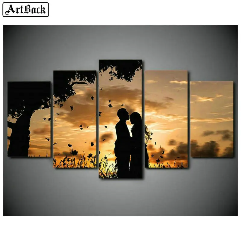 

5 spell diamond painting couple landscape sticker full square drill 3d diamond mosaic cross stitch art home decoration