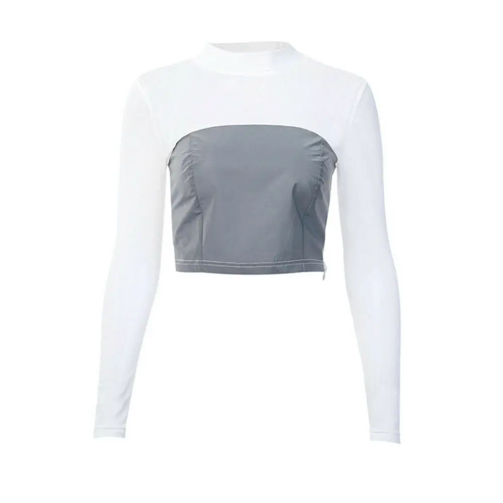 

Fashion Women Reflective Long Sleeve Casual T-Shirts Female Summer Party Club Mesh T-Shirt Outfits