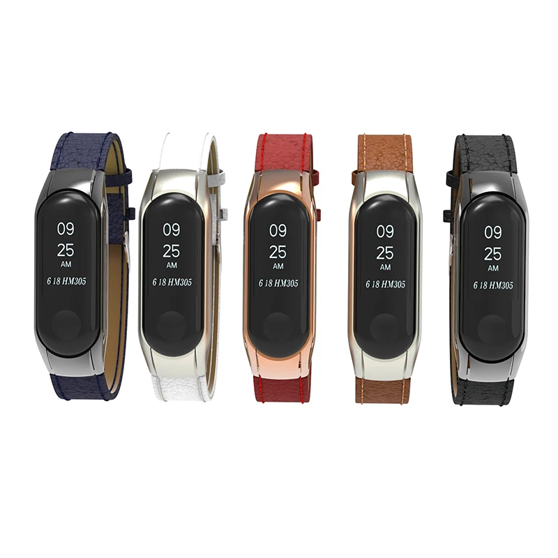 Металлический Ремешок/кожаный ремешок для Xiaomi Mi Band 3 Безвинтовой браслет из