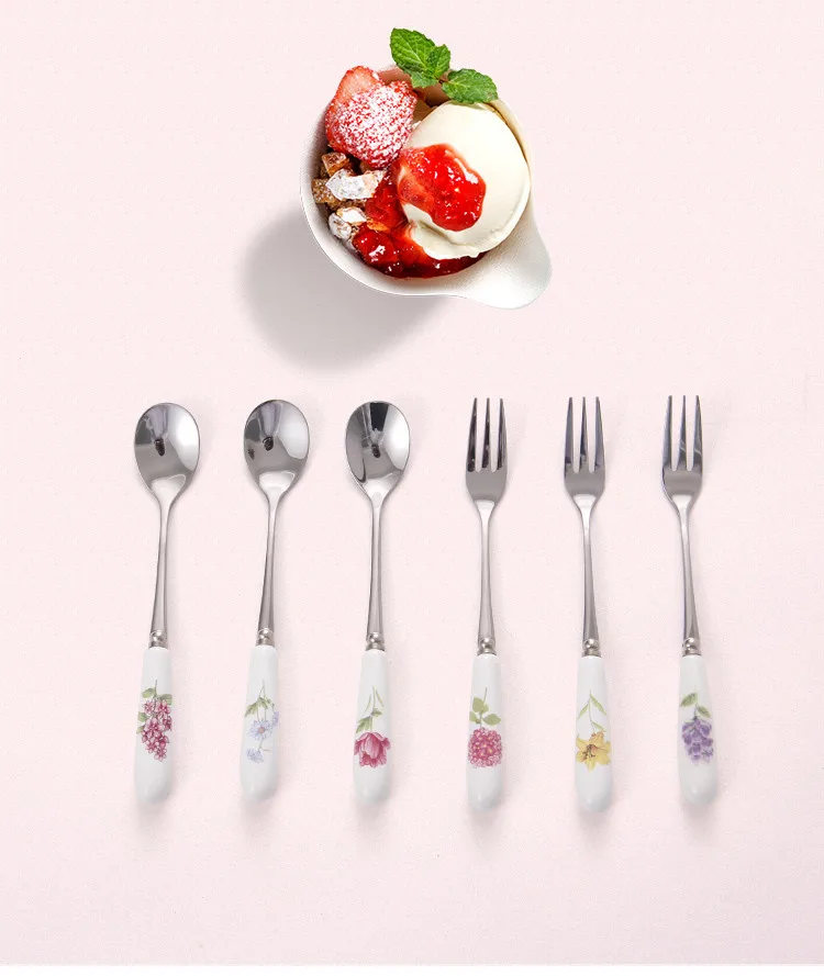 Cutlery Tableware Set with Gift Box Chinese Ceramic Fork Spoon Flatware Set Stainless Steel Dinnerware Christmas Gift10